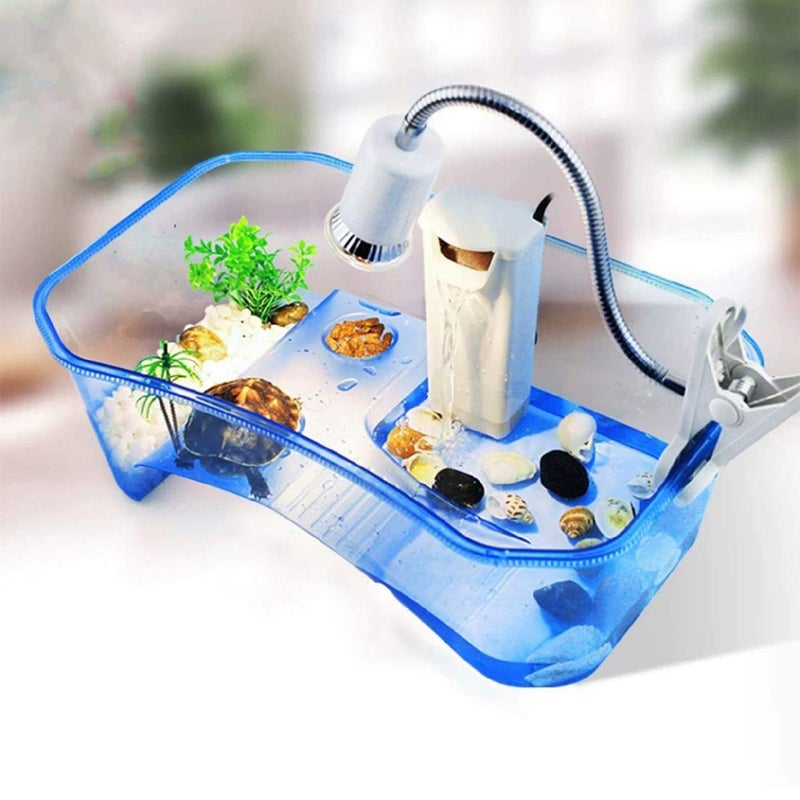 Rypet Turtle Tank Aquarium - Reptile Habitat, Turtle Habitat, Reptile Aquarium Tank for Crayfish Crab (Excluding Accessories) Blue - Image 5